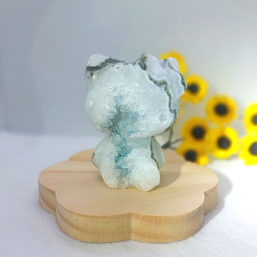 ♡Hello Kitty Moss Agate Carving